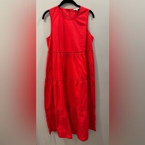 Madewell Red Tiered Cattail Maxi Dress